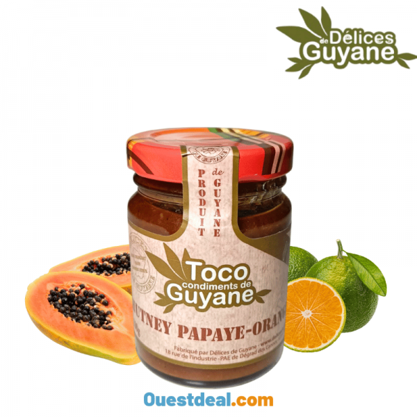 Chutney Papaye-Orange Toco Condiments de Guyane 100 g
