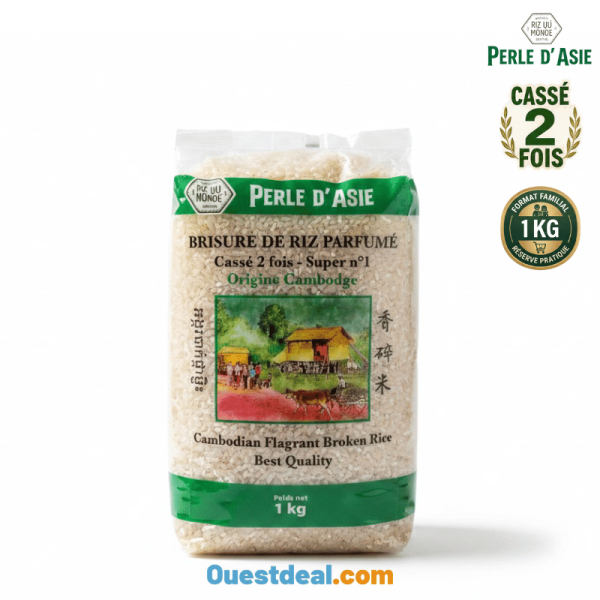 Riz parfumé cassé 2 fois du Cambodge Perle d’Asie 1 kg