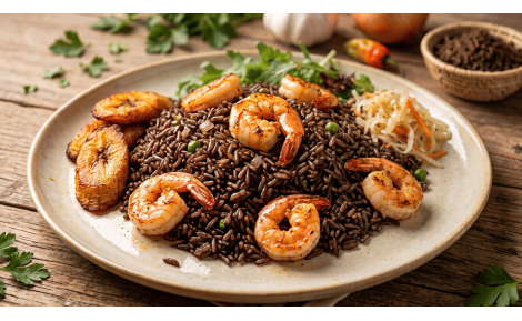 Recette Riz Djon-Djon haïtien aux crevettes : recette facile et savoureuse