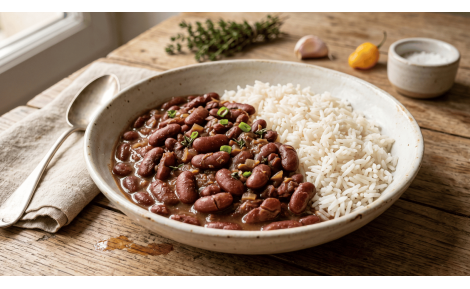 Recette Haricots rouges antillais mijotés au piment végétarien avec riz blanc