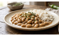 Recette Haricots blancs créoles mijotés au piment végétarien et riz blanc