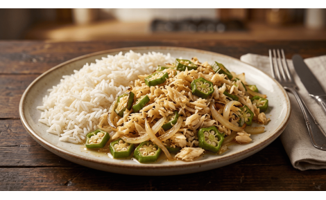 Recette Rijst Oker Mix Bakkeljauw – Riz au gombo et poisson salé surinamais