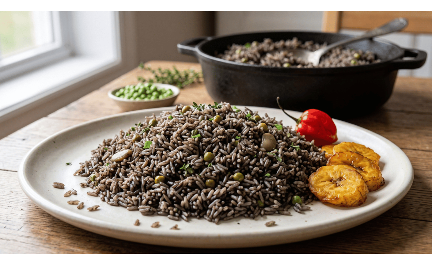 Recette Riz Djon Djon haïtien aux pois – Diri Djon Djon traditionnel facile