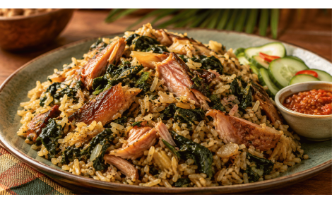 Bitawiri Moksi Alesi au poulet fumé : recette surinamaise traditionnelle