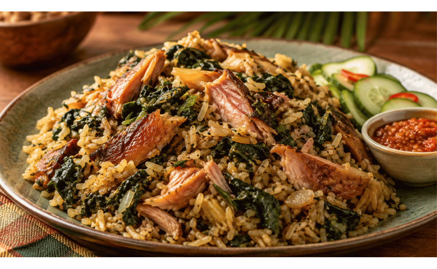 Bitawiri Moksi Alesi au poulet fumé : recette surinamaise traditionnelle